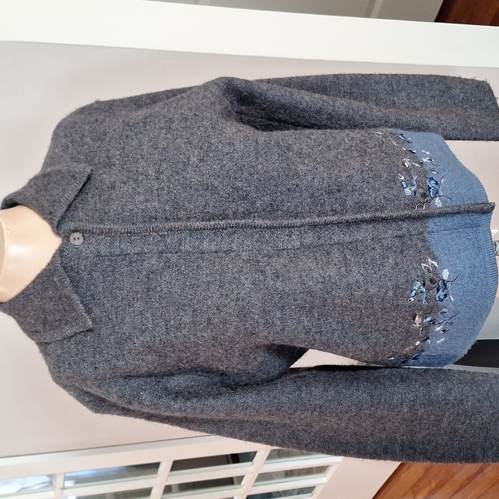 Vintage Pendelton Cardigan Sweater button-up Gray Medium Petite